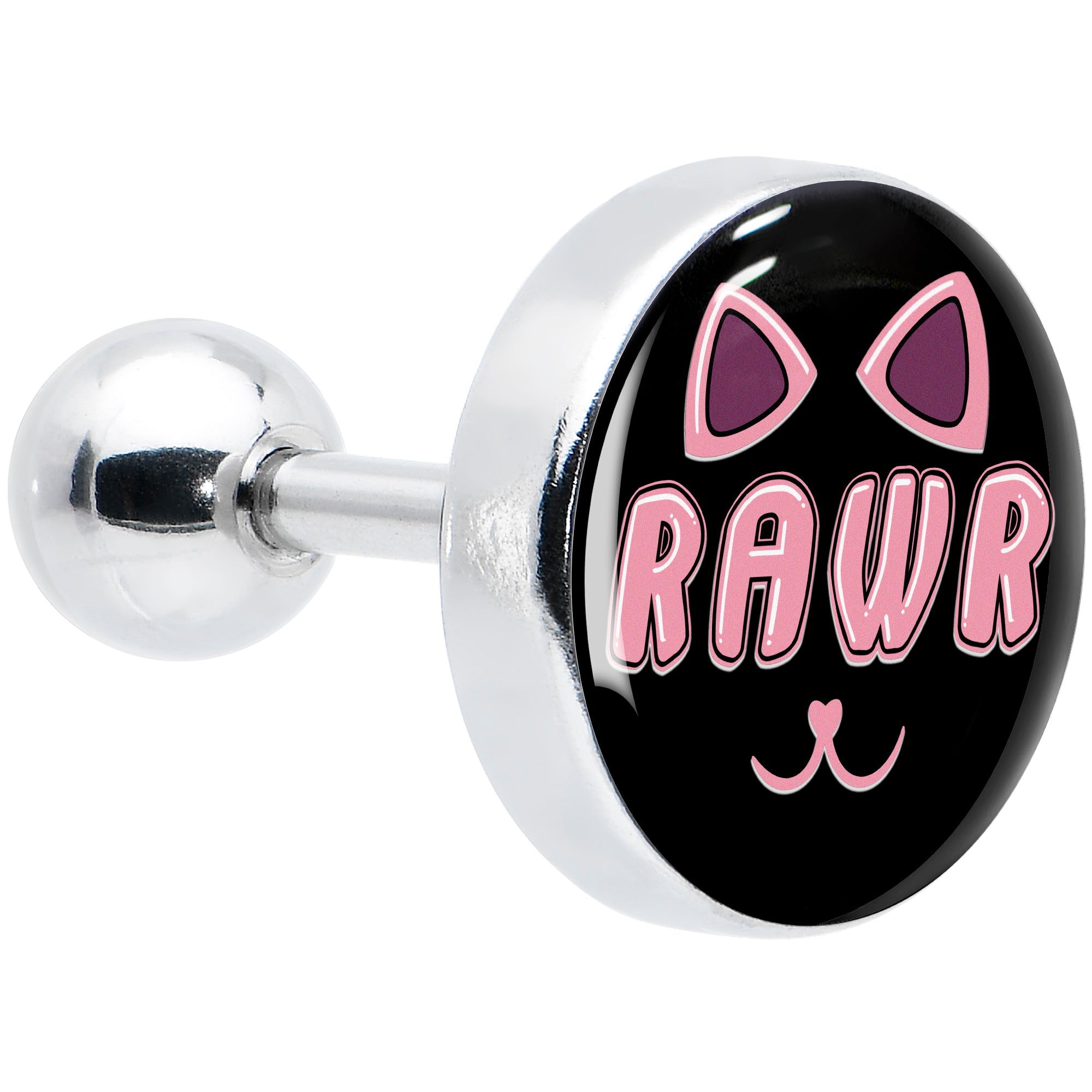 16 Gauge 1/4 RAWR Kittly Cat Tragus Cartilage Earring