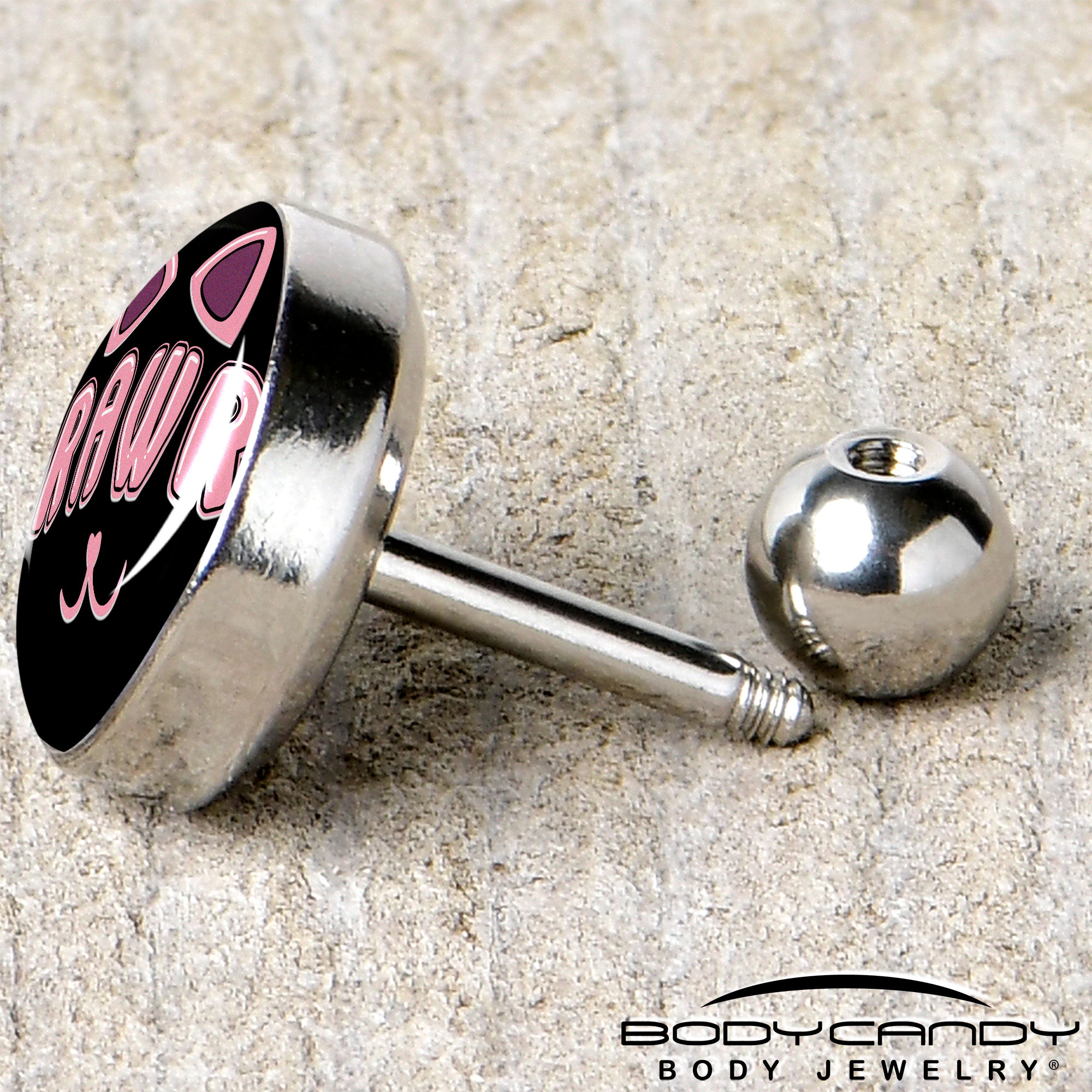 16G 1/4 RAWR Kittly Cat Tragus Cartilage Earring by Onyx O