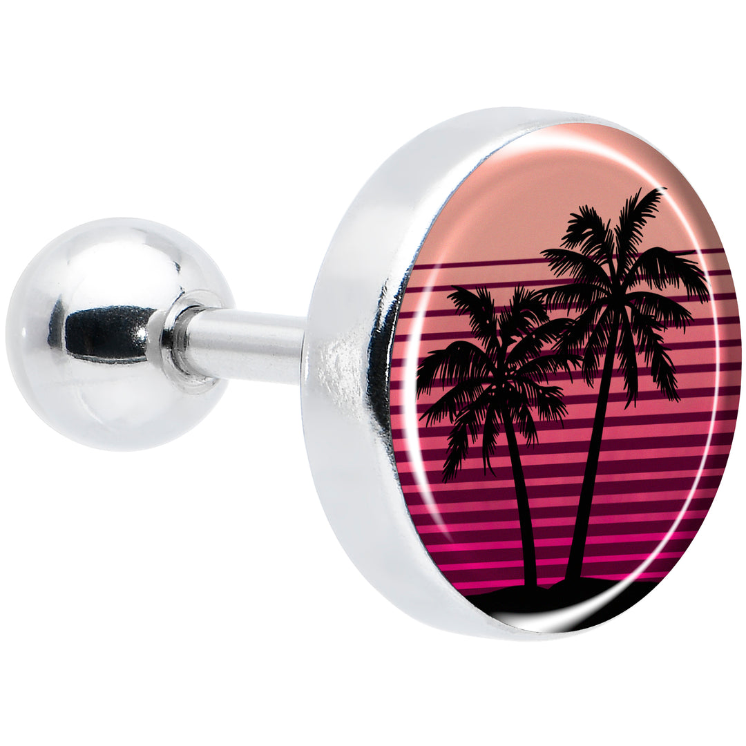 16G 1/4 Palm Tree Retro Sunset Tragus Cartilage Earring by Onyx O