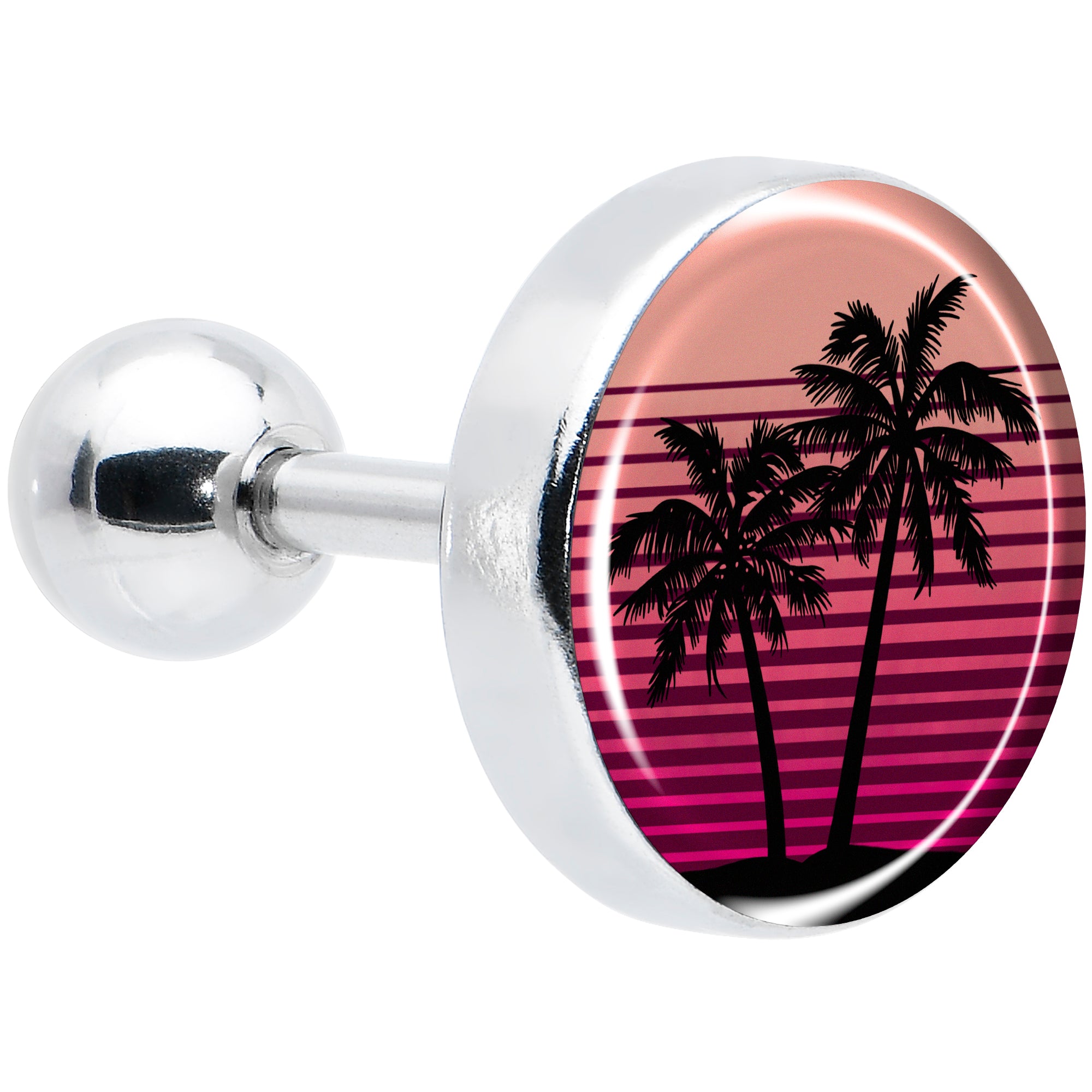 16G 1/4 Palm Tree Retro Sunset Tragus Cartilage Earring by Onyx O
