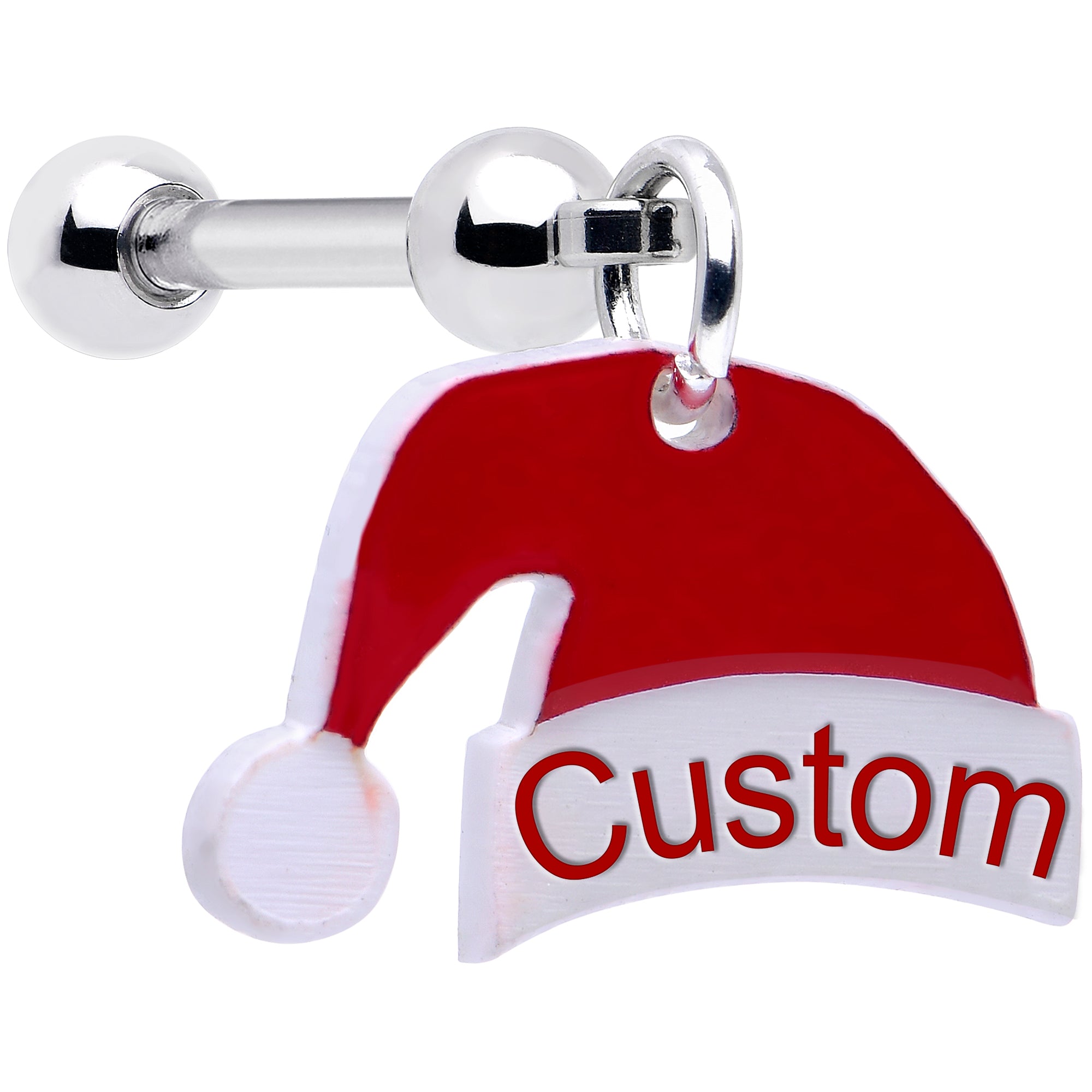 Custom Santa Hat Personalized Dangle Barbell Cartilage Earring