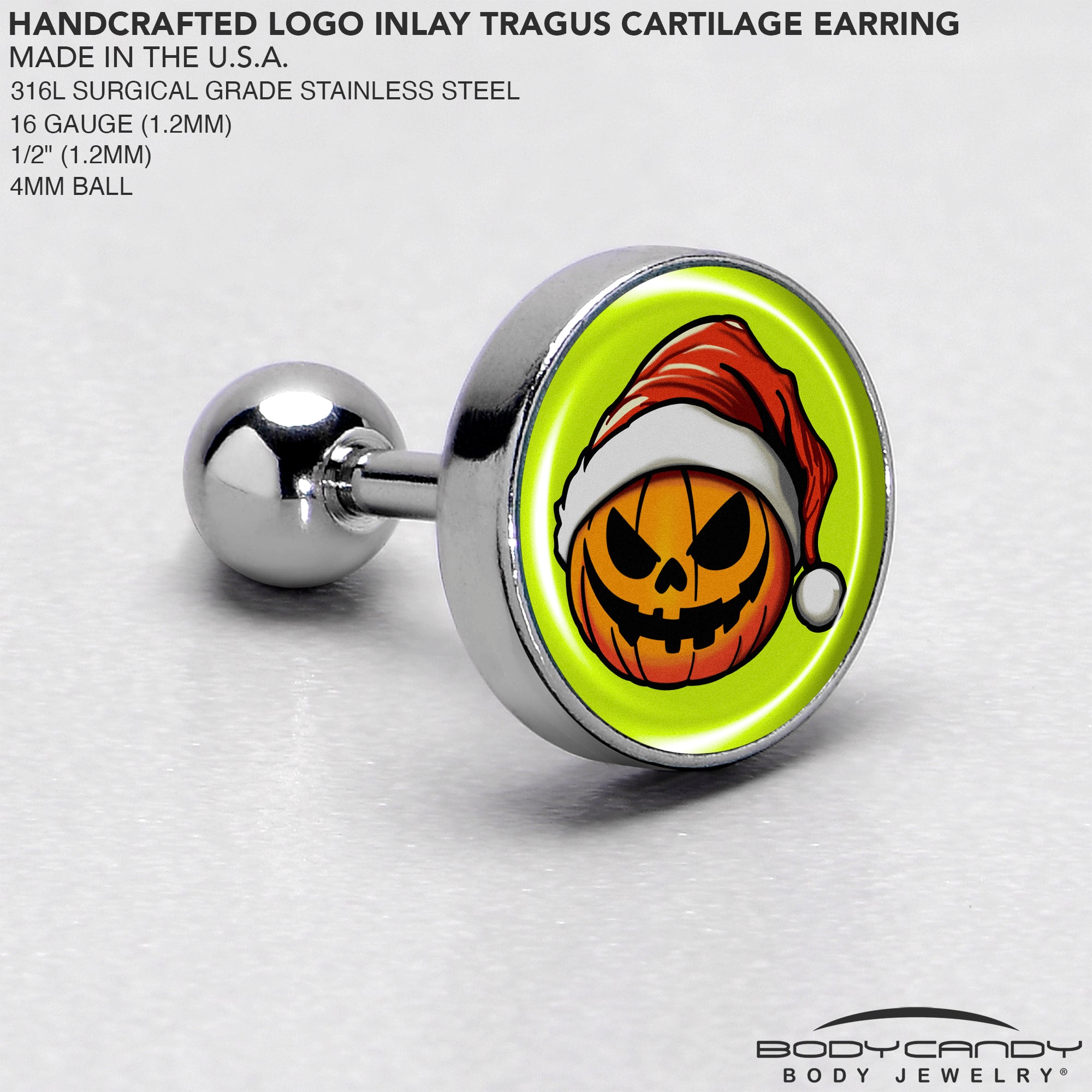 Christmas pumpkin Santa hat cartilage earring for tragus