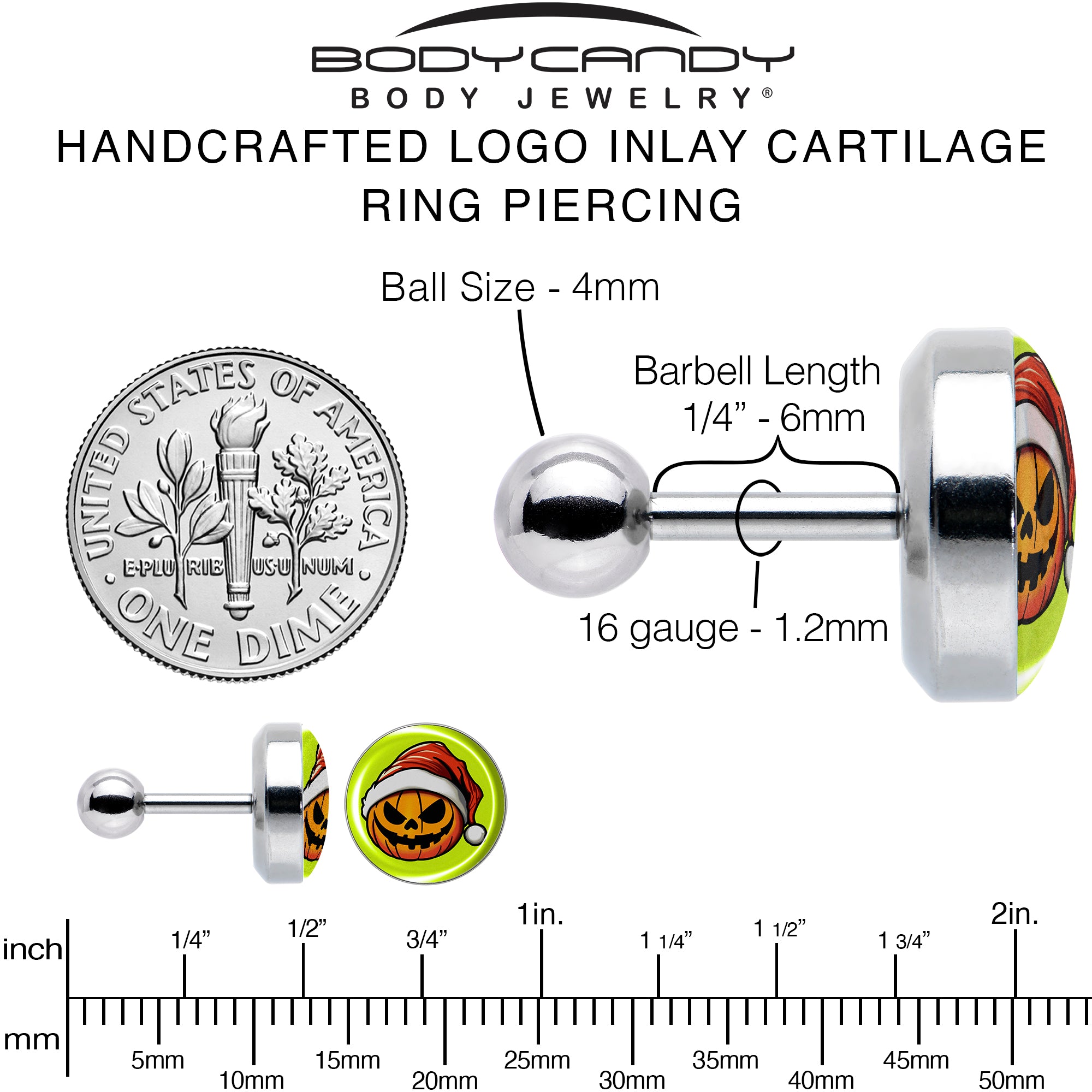 Festive Santa hat pumpkin tragus cartilage earring