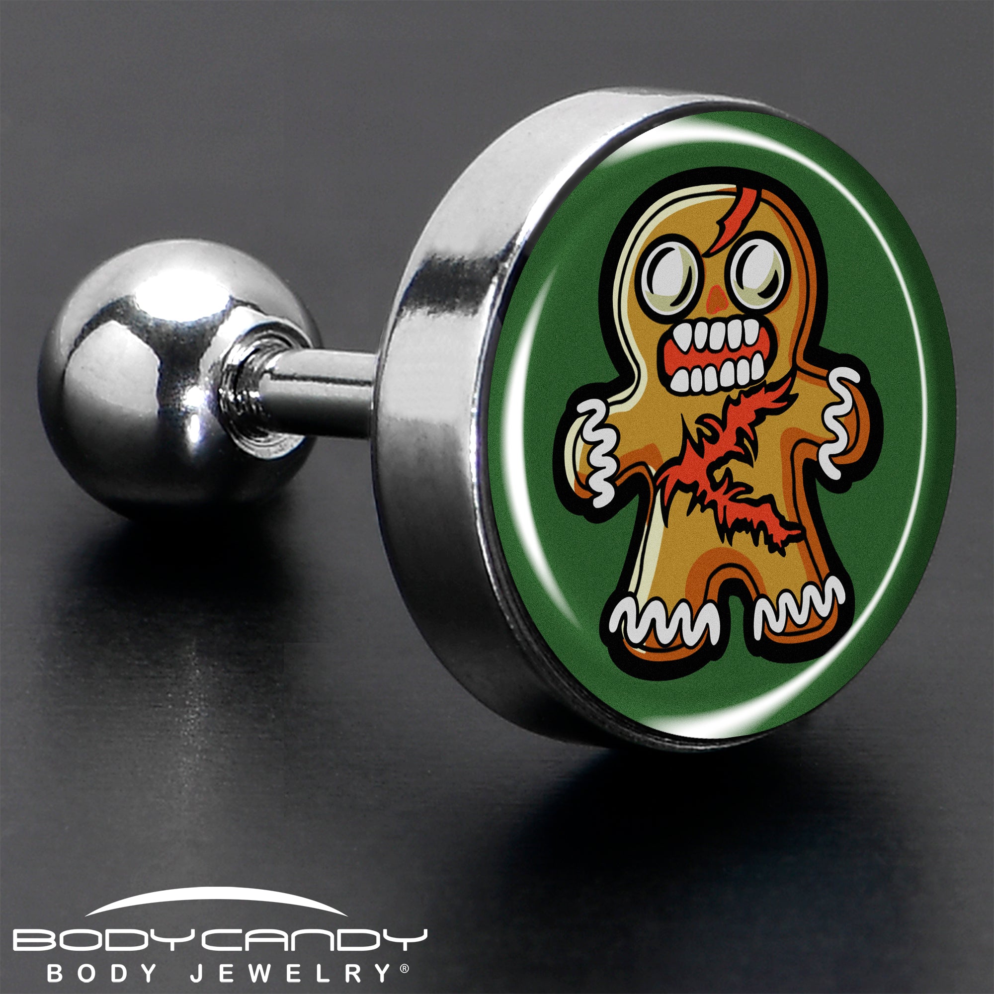 Holiday zombie gingerbread man earring for cartilage