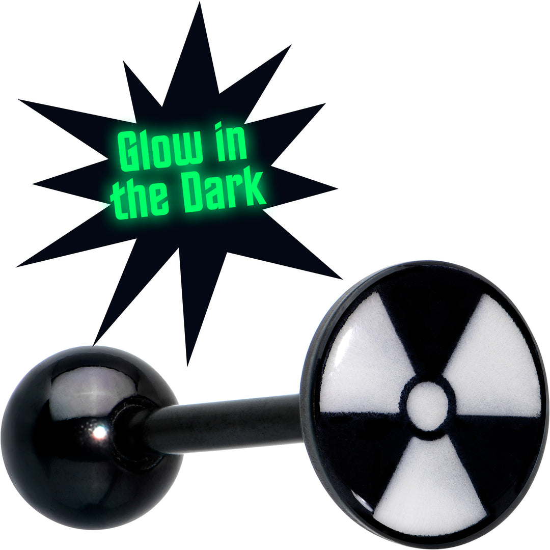 Glow in the Dark Black Anodized Radioactive Barbell Tongue Ring by Onyx O