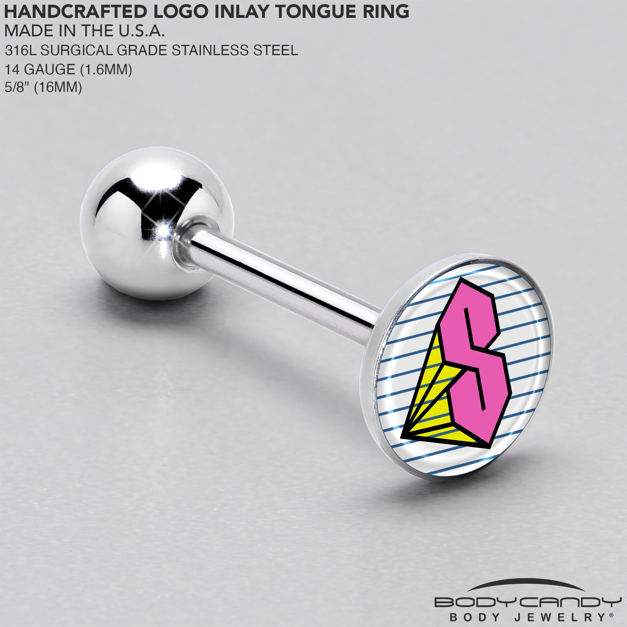 Hot Pink Cool S Barbell Tongue Ring by Onyx O