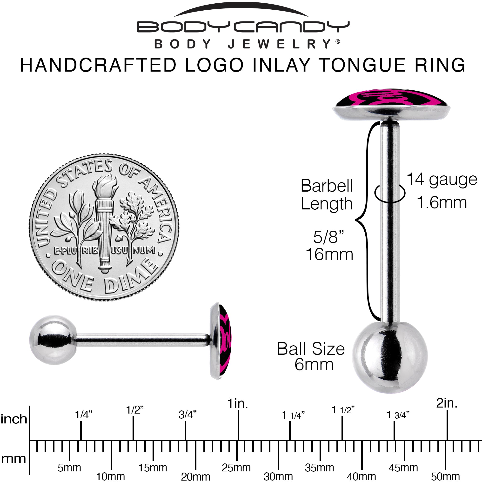 Hollow Heart Doll Word Barbell Tongue Ring by Onyx O