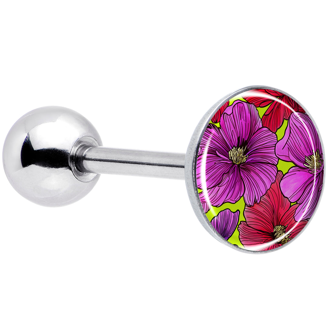 Blossom Creation Tropical Floral Flowers Barbell Tongue Ring by Onyx O
