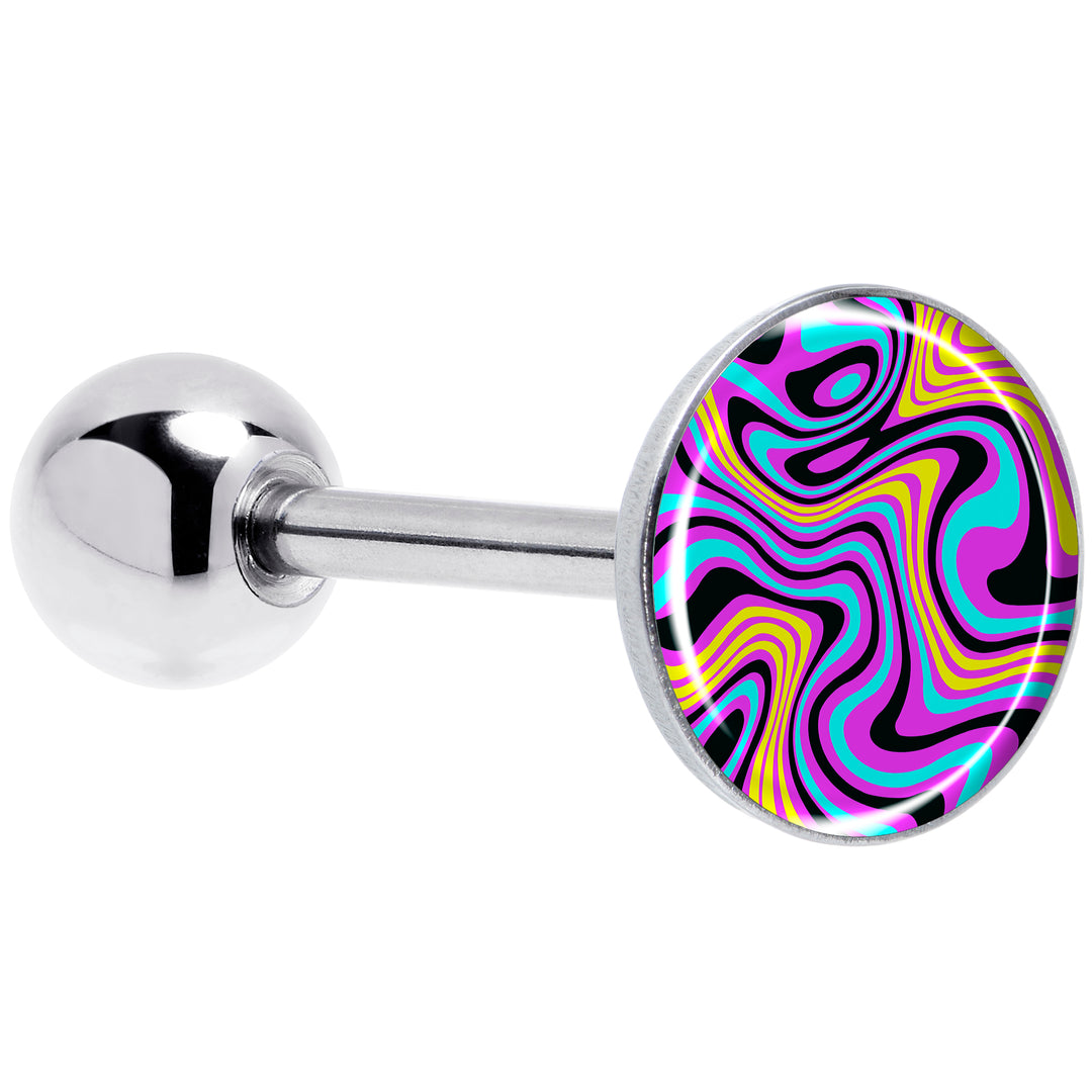 Funky Swirls Barbell Tongue Ring Design