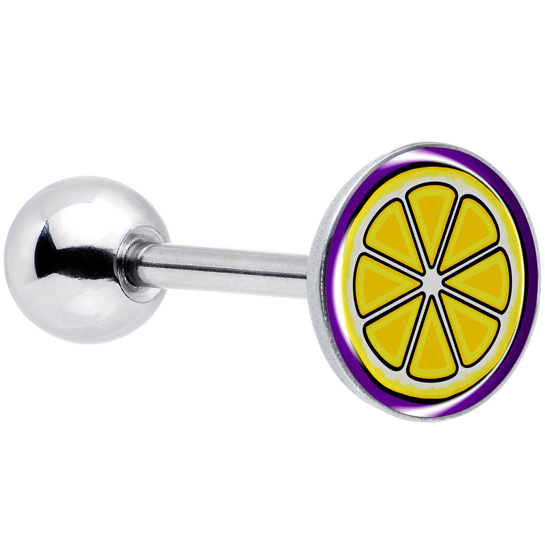 Yellow Slice of Lemon Barbell Tongue Ring by Onyx O