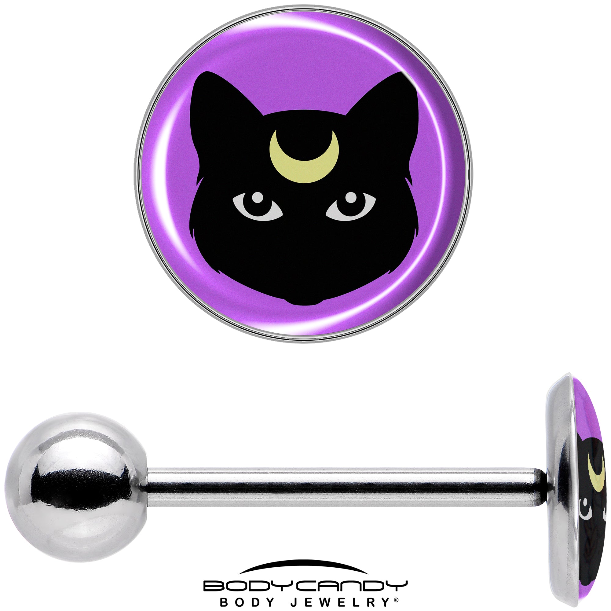 Black Mystic Kitty Cat Barbell Tongue Ring by Onyx O