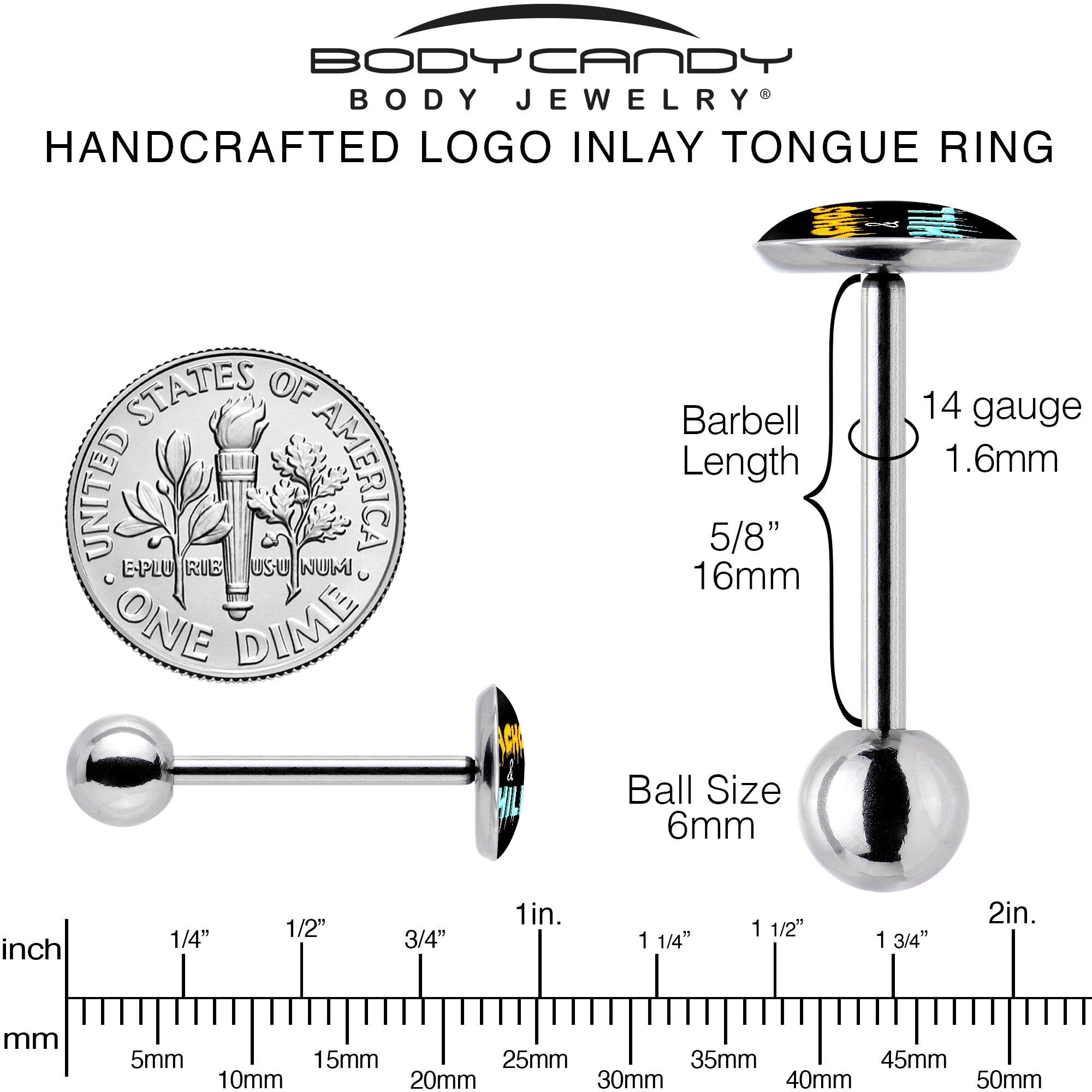 Barbell Tongue Ring Nachos and Chill Onyx O