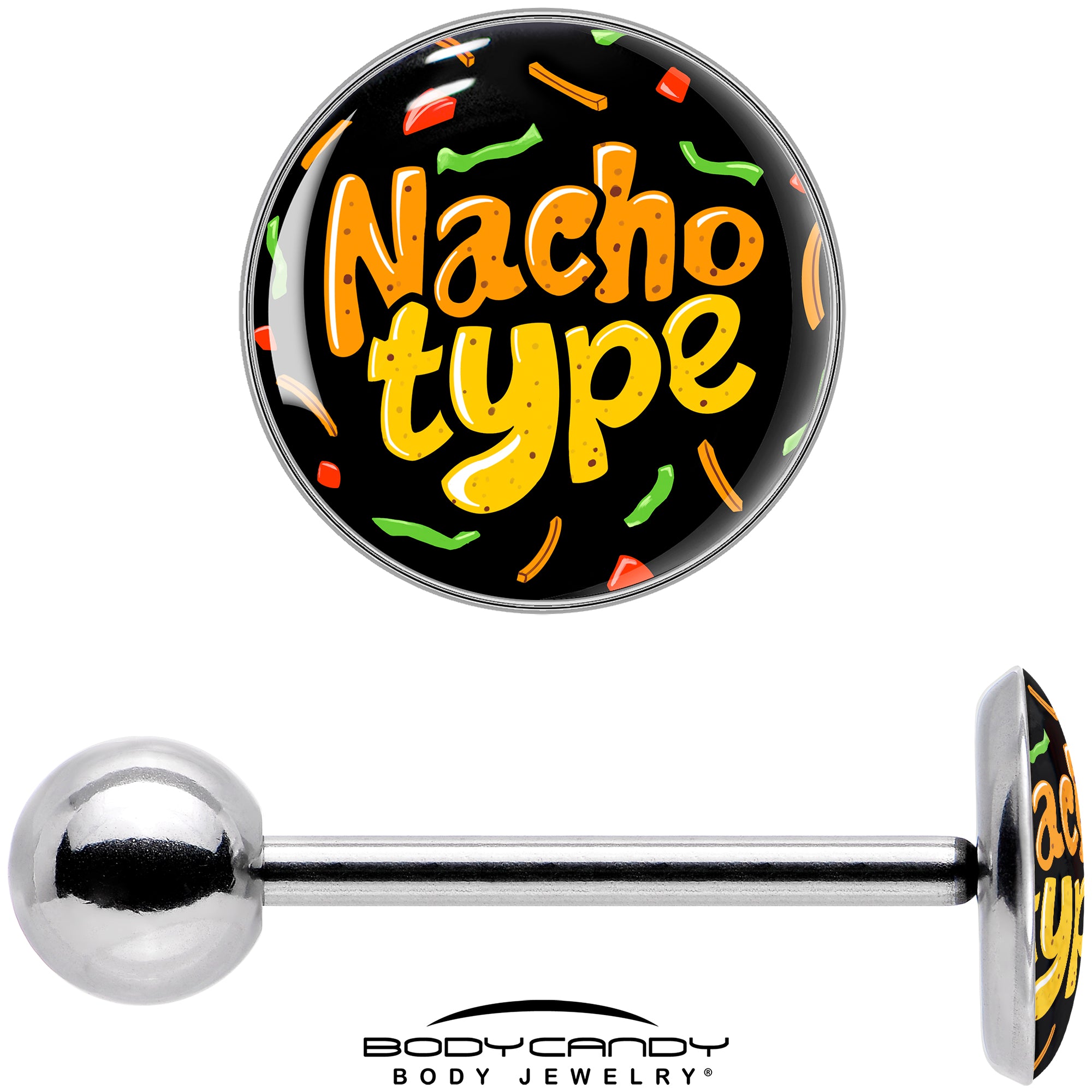 Barbell Tongue Ring Nacho Type Onyx O