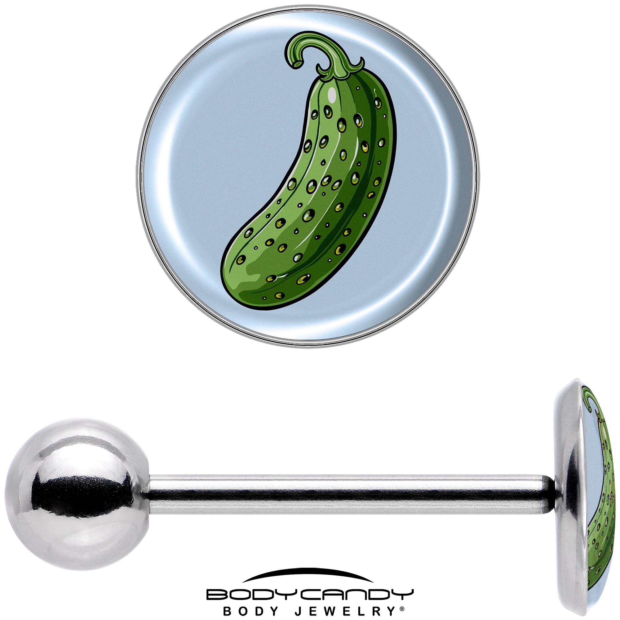 Green Pickle Barbell Tongue Ring