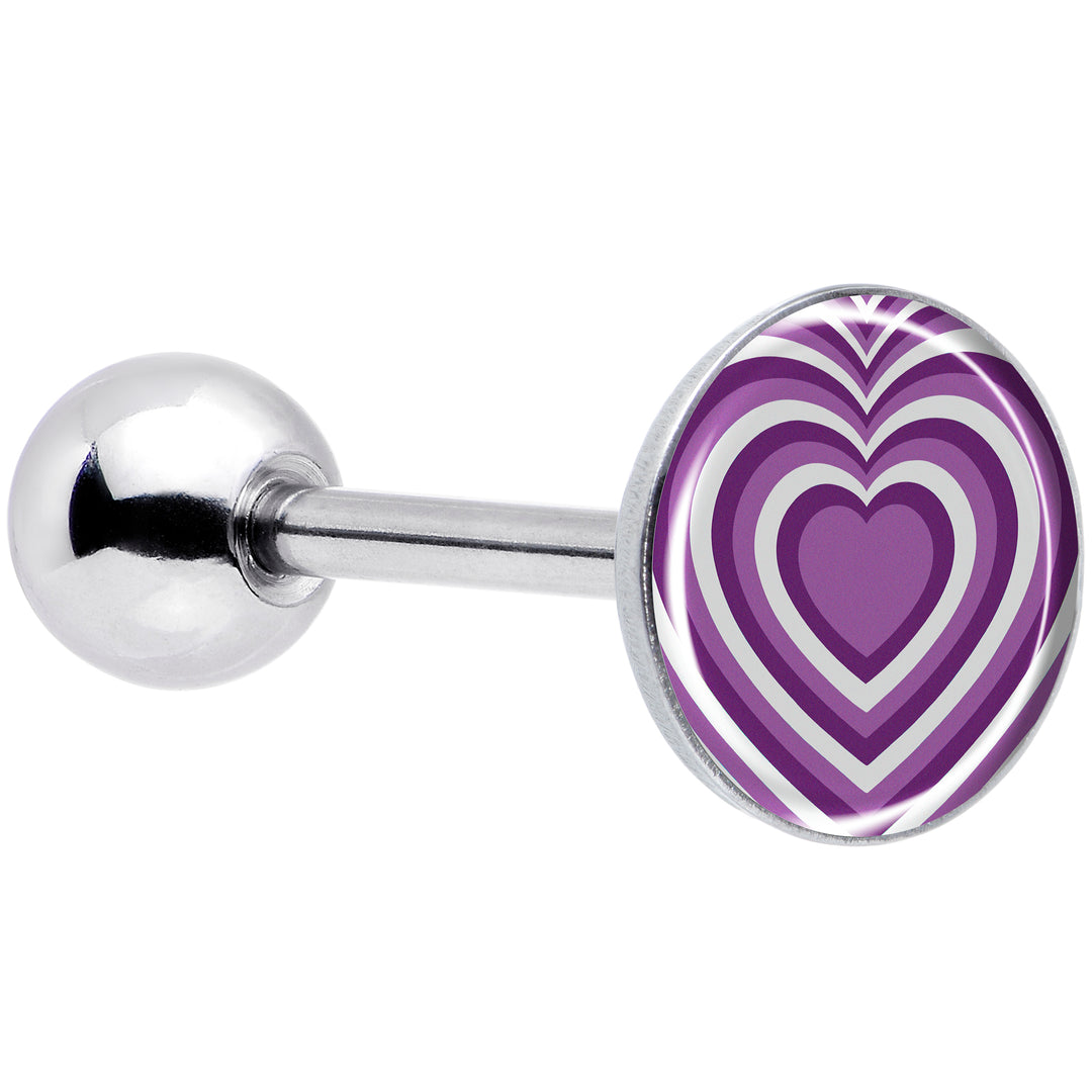 Purple Retro Heart Barbell Tongue Ring by Onyx O