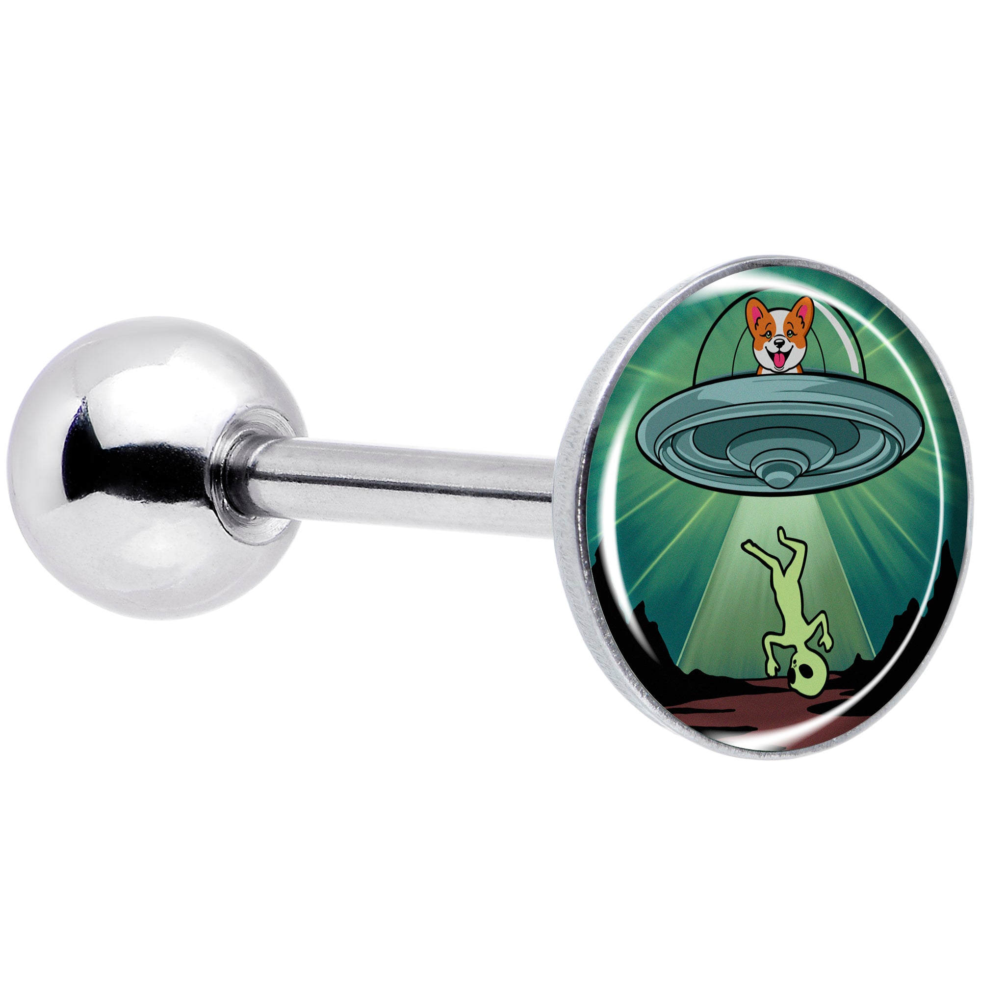Alien Language Rings Reverse Alien UFO AbductionBarbell Tongue Ring