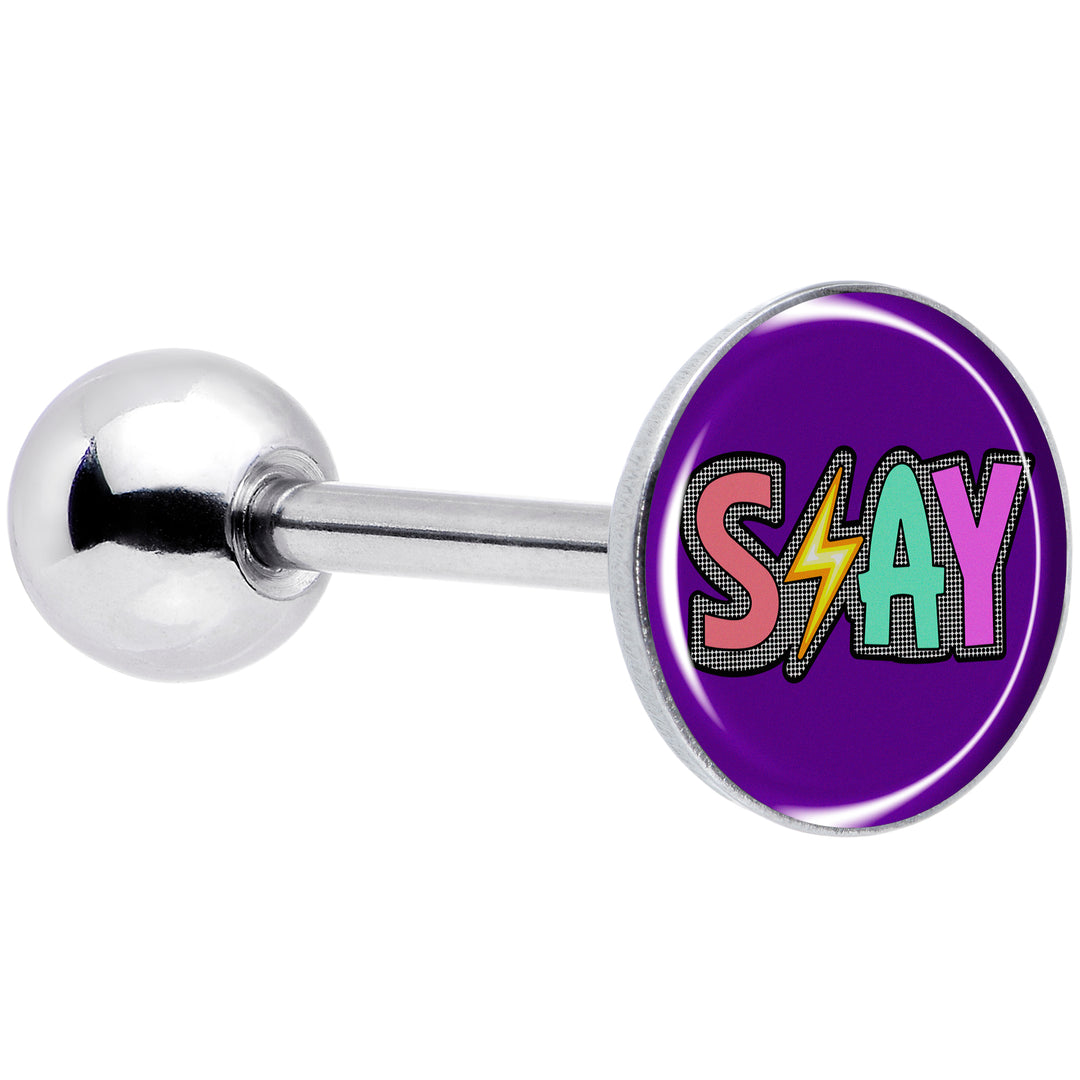 Colorful Lighting SLAY Barbell Tongue Ring by Onyx O