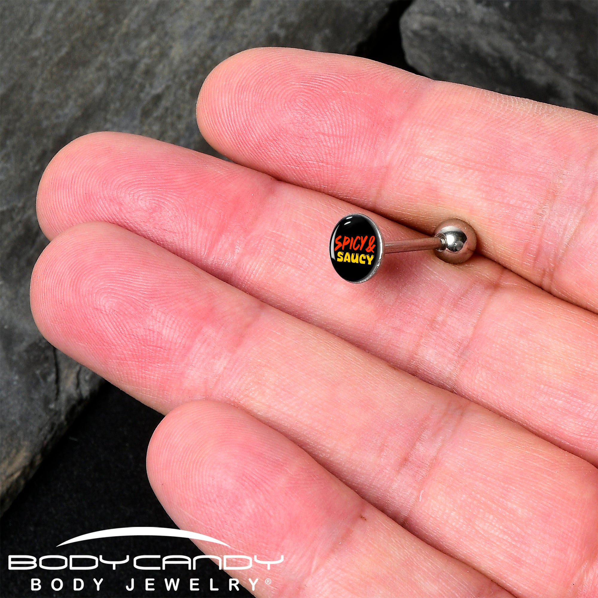 Onyx O Spicy and Saucy Barbell Tongue Ring