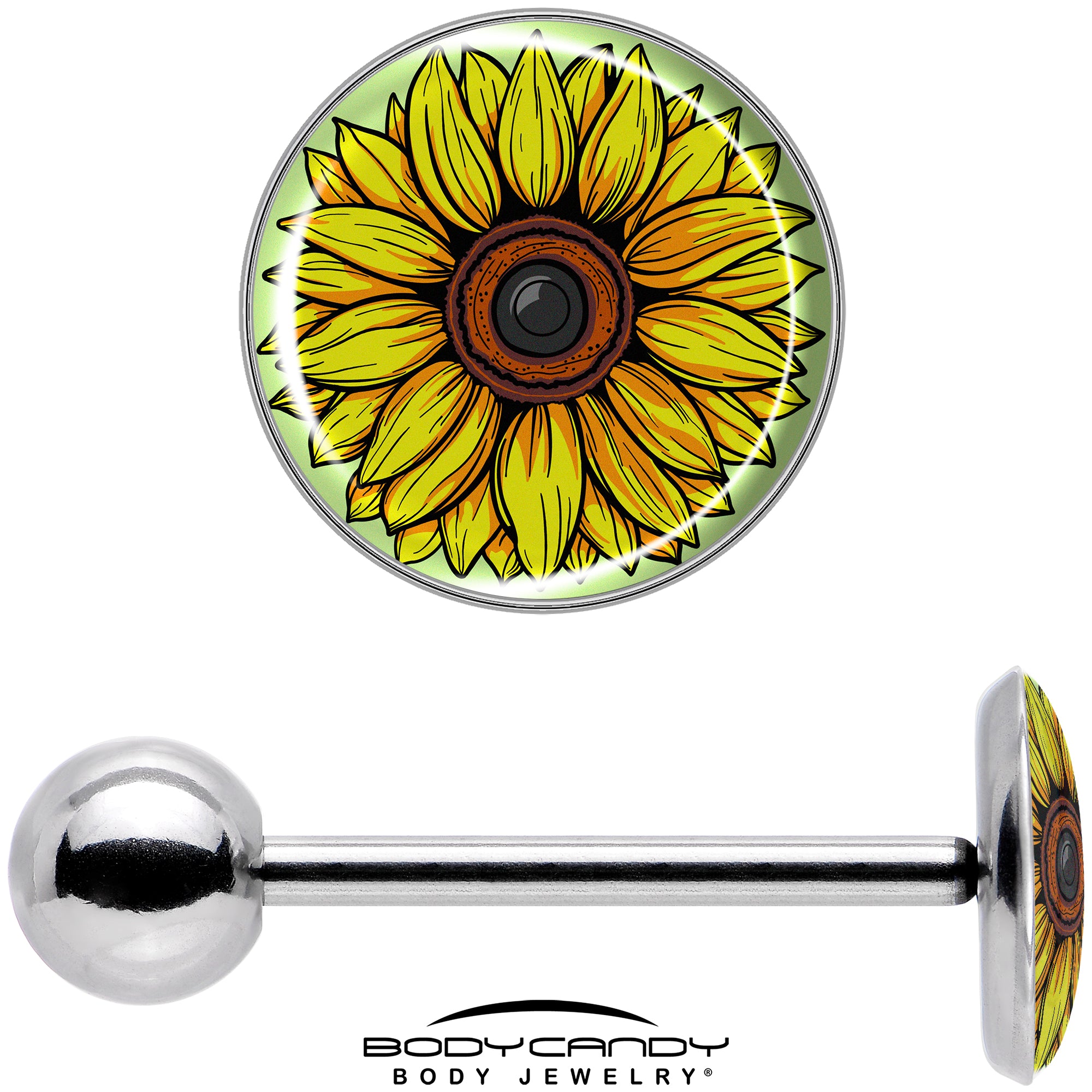 Blossom Creation Yellow Sunflower Barbell Tongue Ring by Onyx O