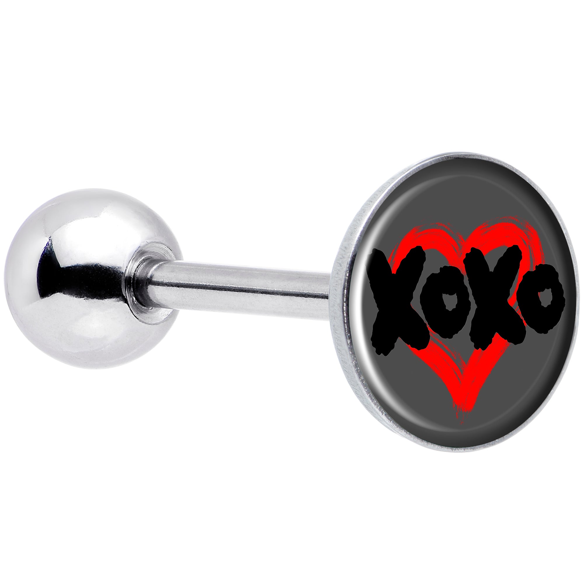 XOXO Heart Barbell Tongue Ring
