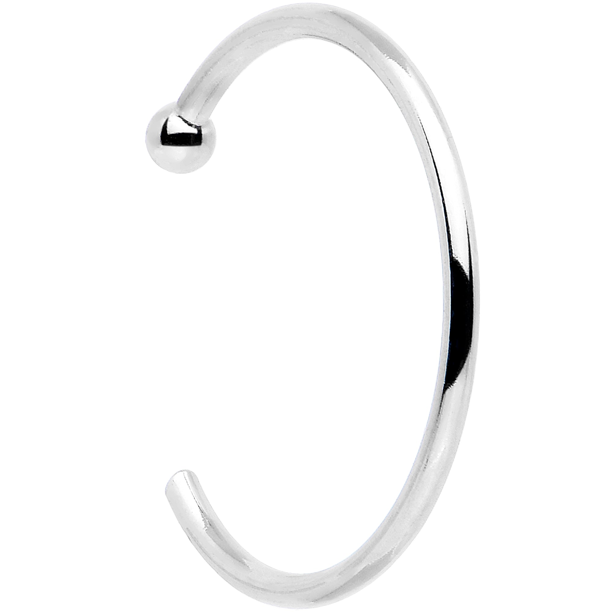 20G 3/8 Solid 18K White Gold Nose Hoop