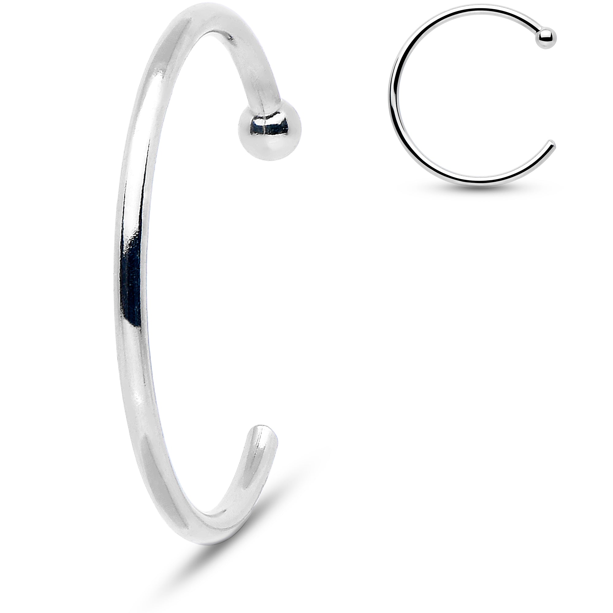 20G 3/8 Solid 18K White Gold Nose Hoop