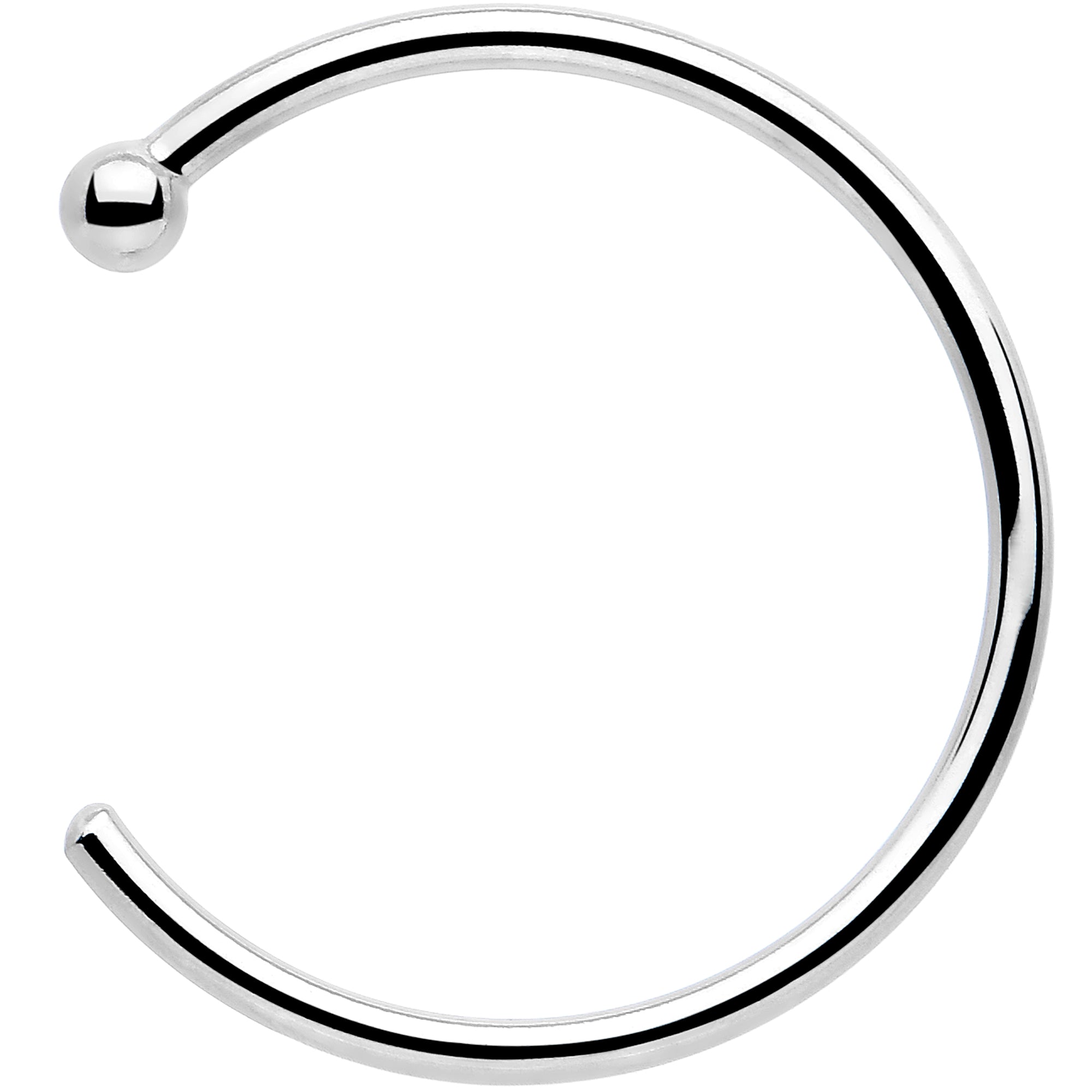 20G 3/8 Solid 18K White Gold Nose Hoop