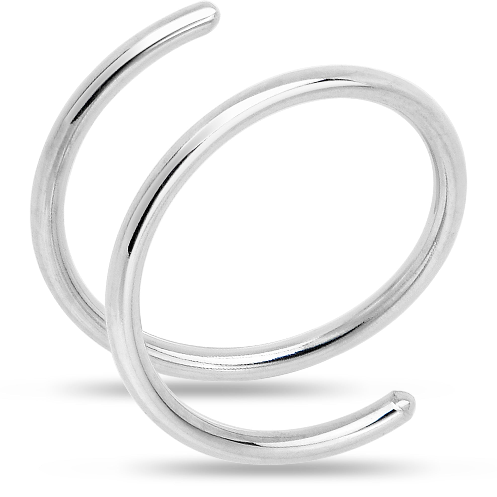 Double Hoop Nose 925 Sterling Silver Spiral Nose Ring 20 Gauge 8mm Right