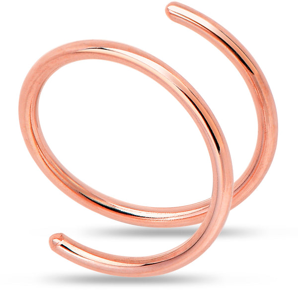14k Solid Rose Gold Double Hoop Nose Spiral Nose Ring (Select your Size)