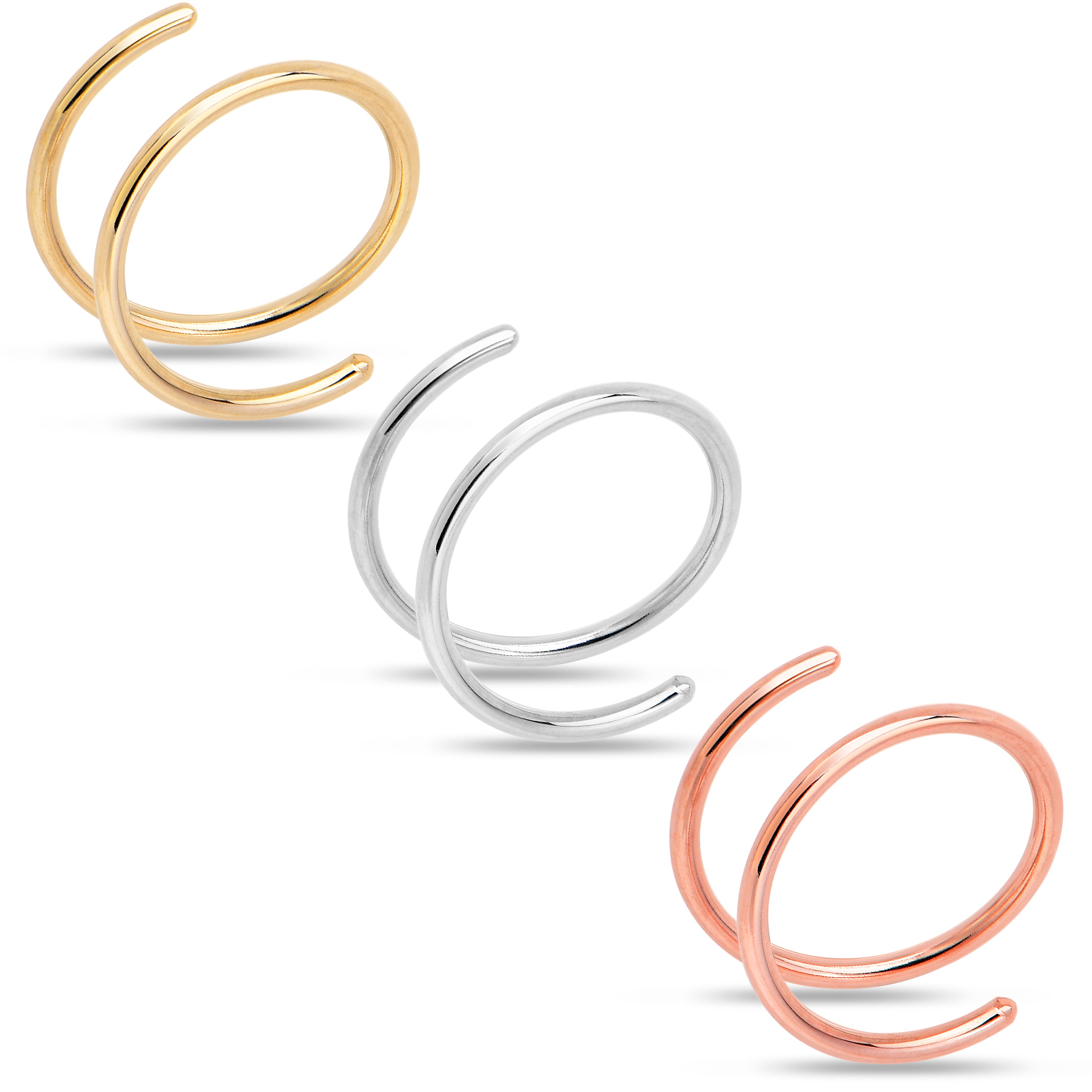 Spiral Nose Rings Double Hoop 20G