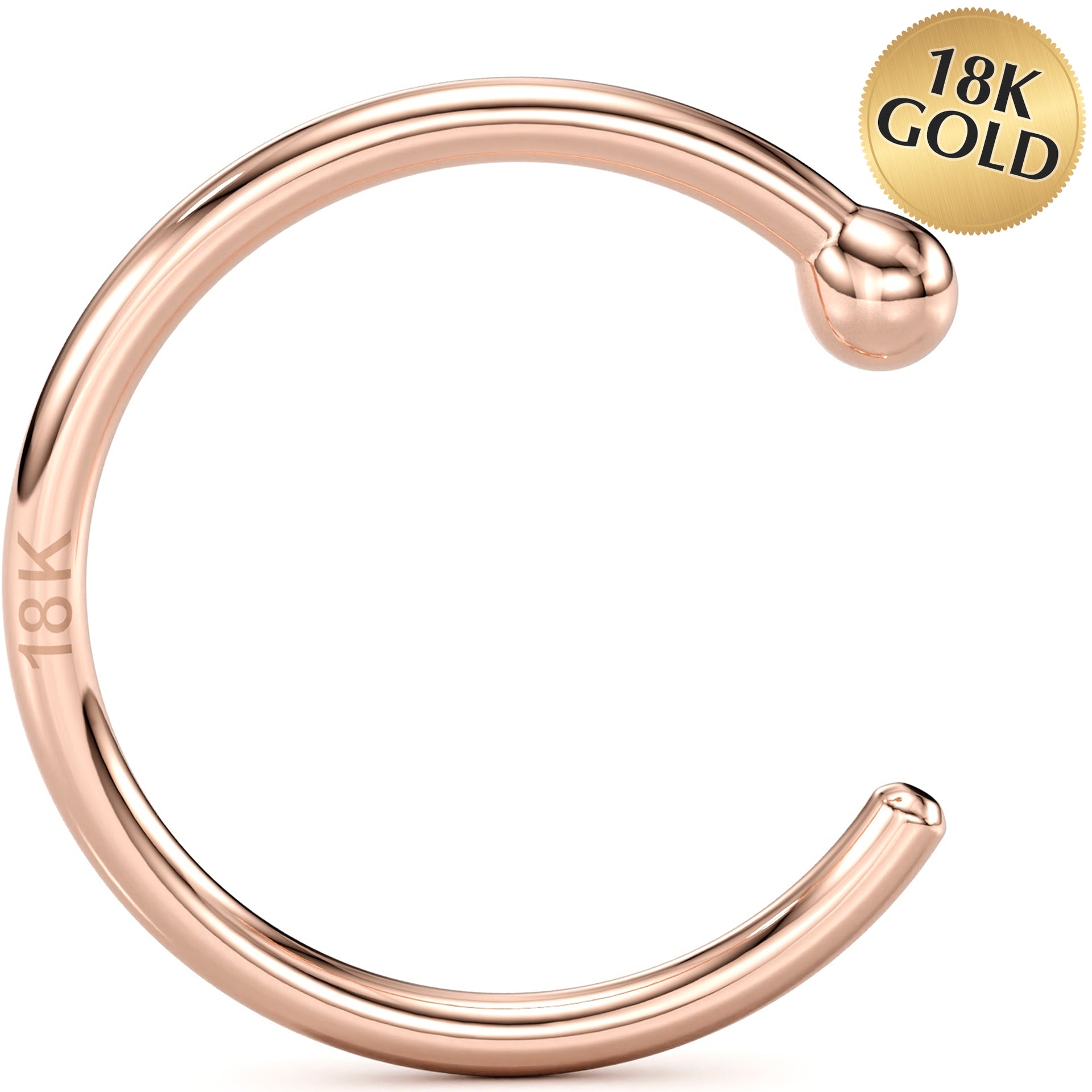 18KT rose gold nose hoop
