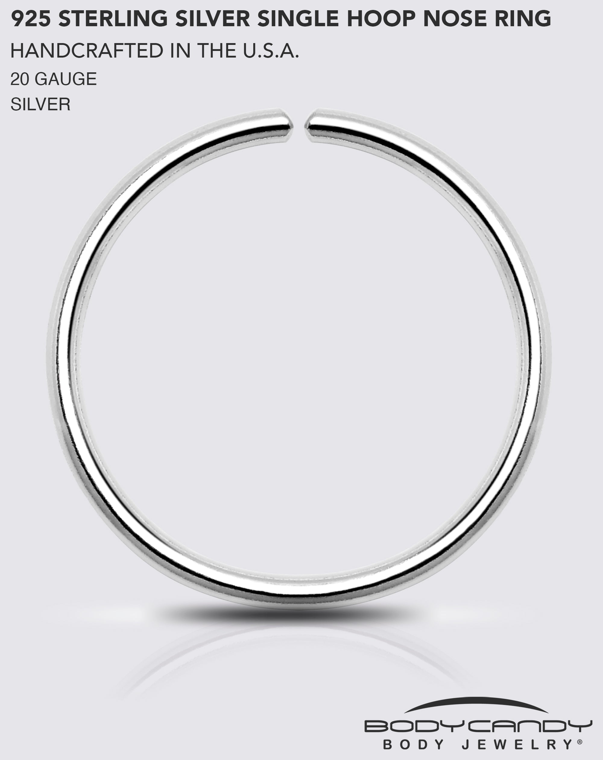 Single Hoop Nose 925 Sterling Silver Nose Hoop Ring (Select Your Size)