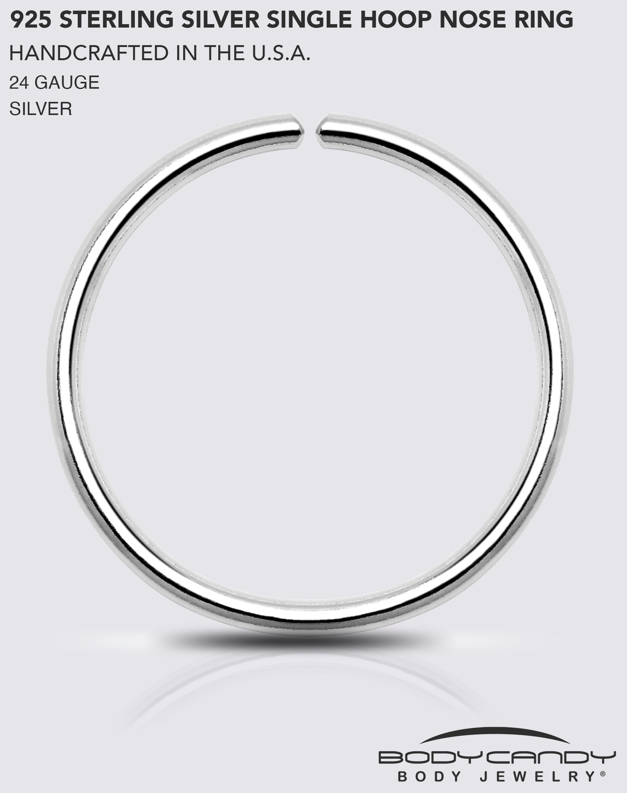 Single Hoop Nose 925 Sterling Silver Nose Hoop Ring (Select Your Size)