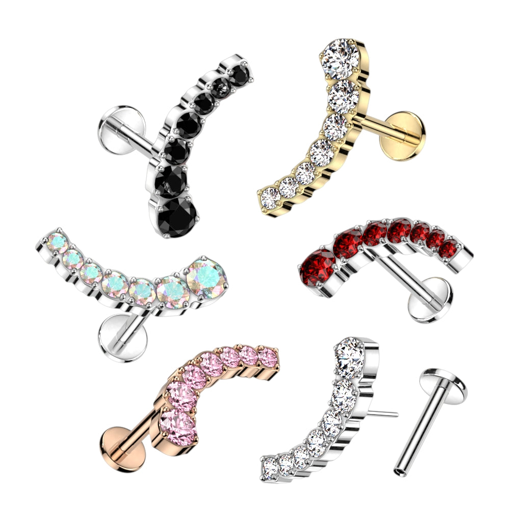 16G 1/4 Implant Grade Titanium Threadless Curved Push In Cartilage Labret