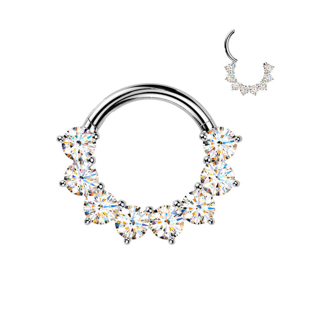 16G 5/16 Moissanite Implant Grade Titanium Forward Facing Hinged Segment Ring