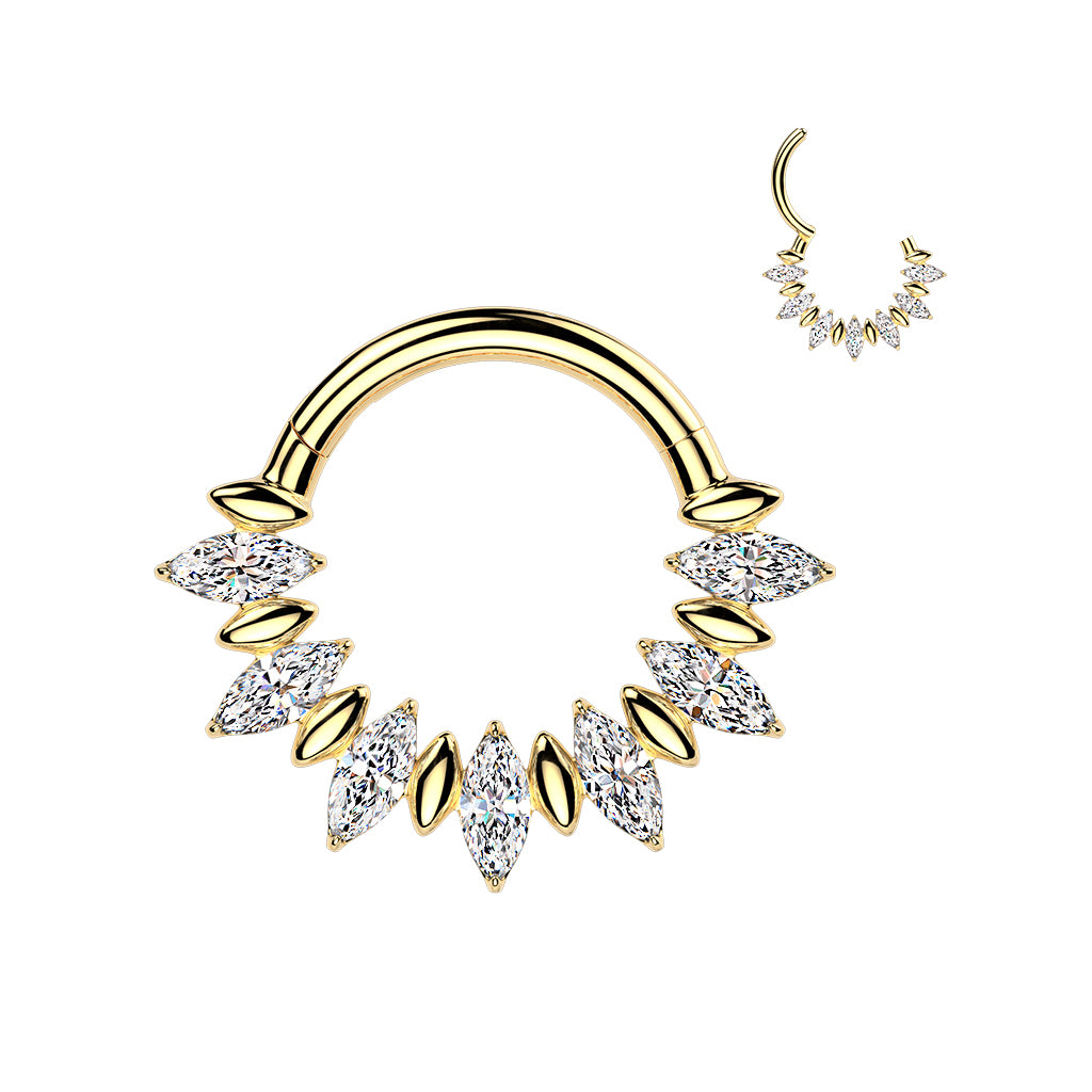 16G 5/16 Clear CZ Gem Implant Grade Titanium Forward Facing Super Glam Hinged Segment Ring