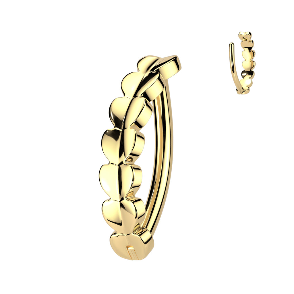 Implant Grade Titanium Chain Of Hearts Hinged Hoop Belly Ring