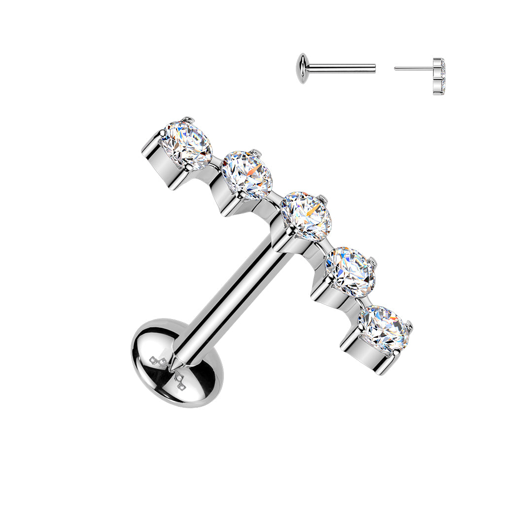 18G 5/16 Moissanite Curved Titanium Threadless Push In Cartilage Earrings