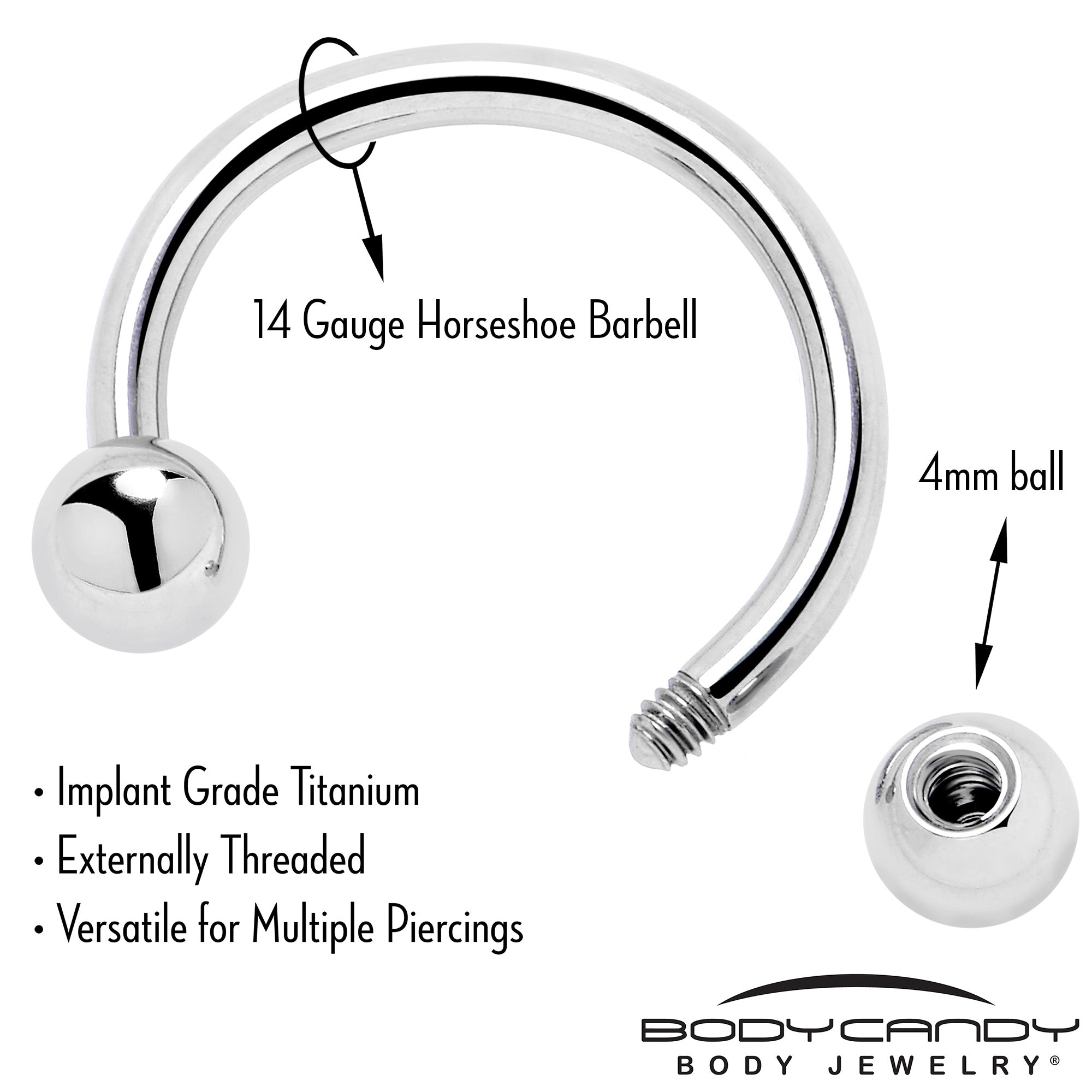Implant Grade Titanium Externally Threaded Ball Horseshoe