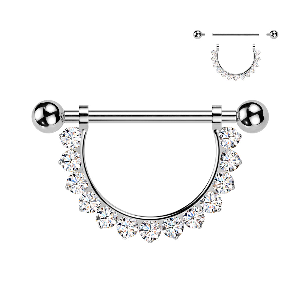 14G Implant Grade Titanium Internally Threaded CZ Nipple Shield Set