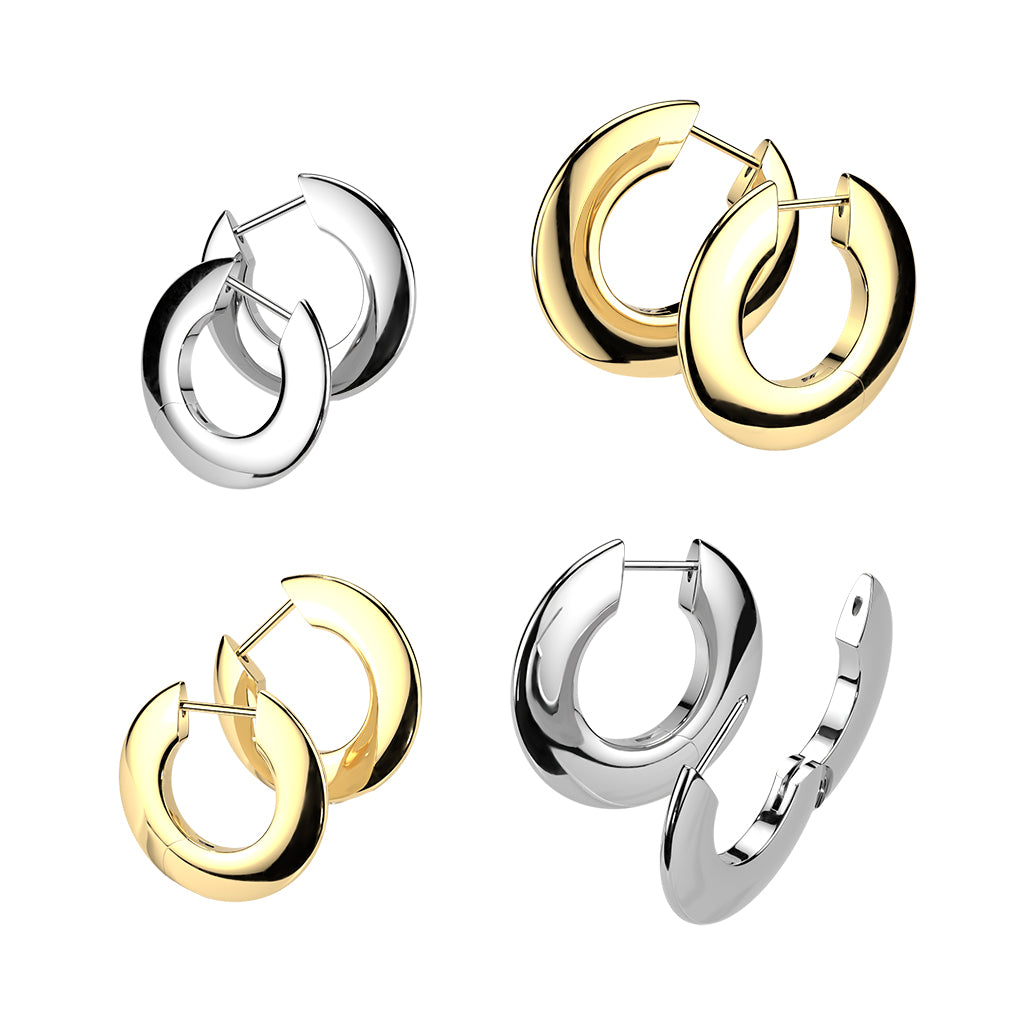 Implant Grade Titanium Wide Round Hinged Hoop Earrings