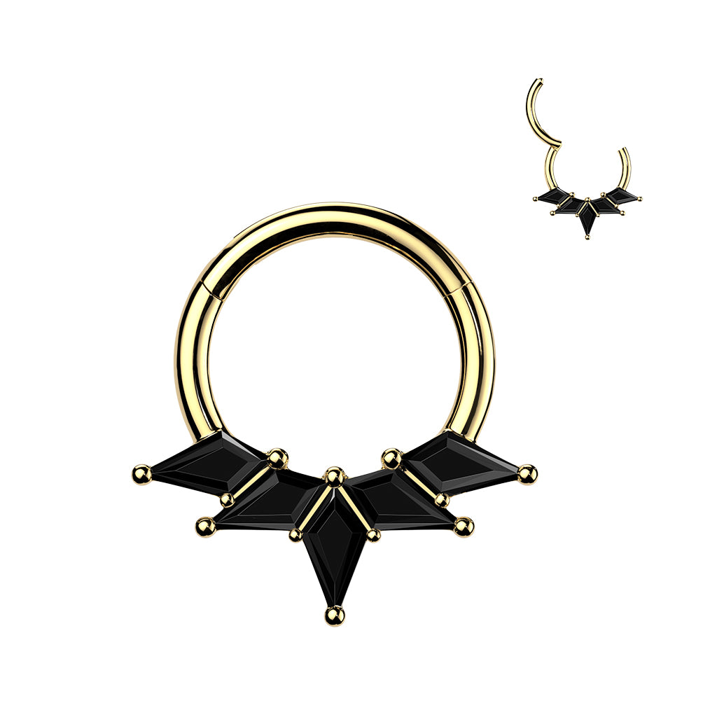 16G Forward Facing CZ Kite Glamour Implant Grade Titanium Hinged Segment Ring