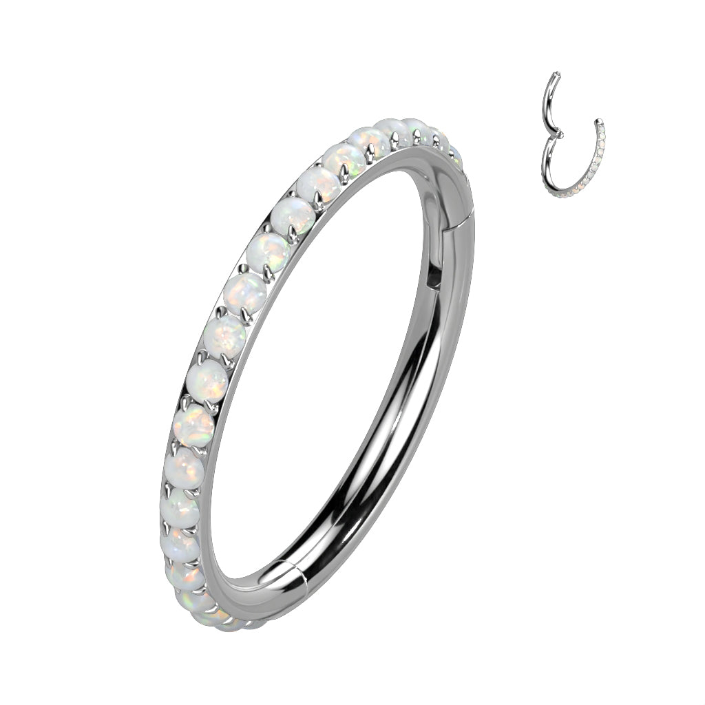 18G 20G Implant Grade Titanium Micro Opal Hinged Nose Hoop