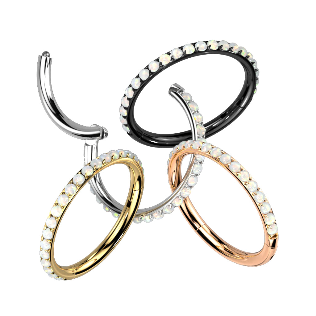 gold tone implant grade titanium opal nose ring 18 gauge