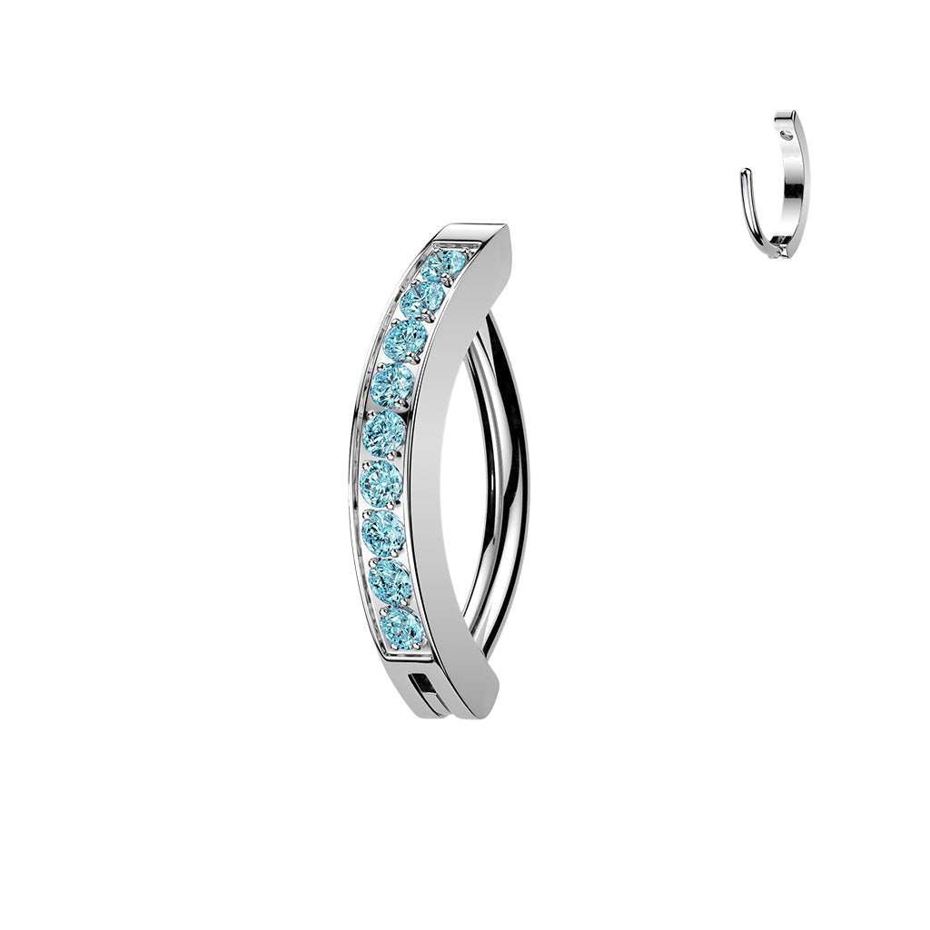 16G 5/16 Implant Grade Titanium Micro Gem Hinged Hoop Eyebrow Ring Cartilage Clicker Earring