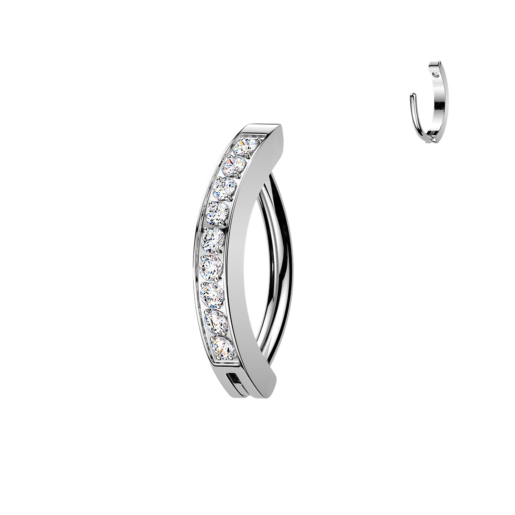 16G 5/16 Implant Grade Titanium Micro Gem Hinged Hoop Eyebrow Ring Cartilage Clicker Earring