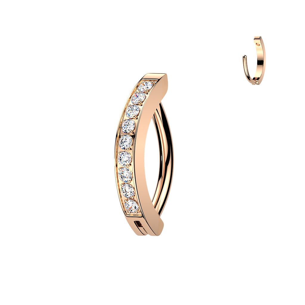 16G 5/16 Implant Grade Titanium Micro Gem Hinged Hoop Eyebrow Ring Cartilage Clicker Earring