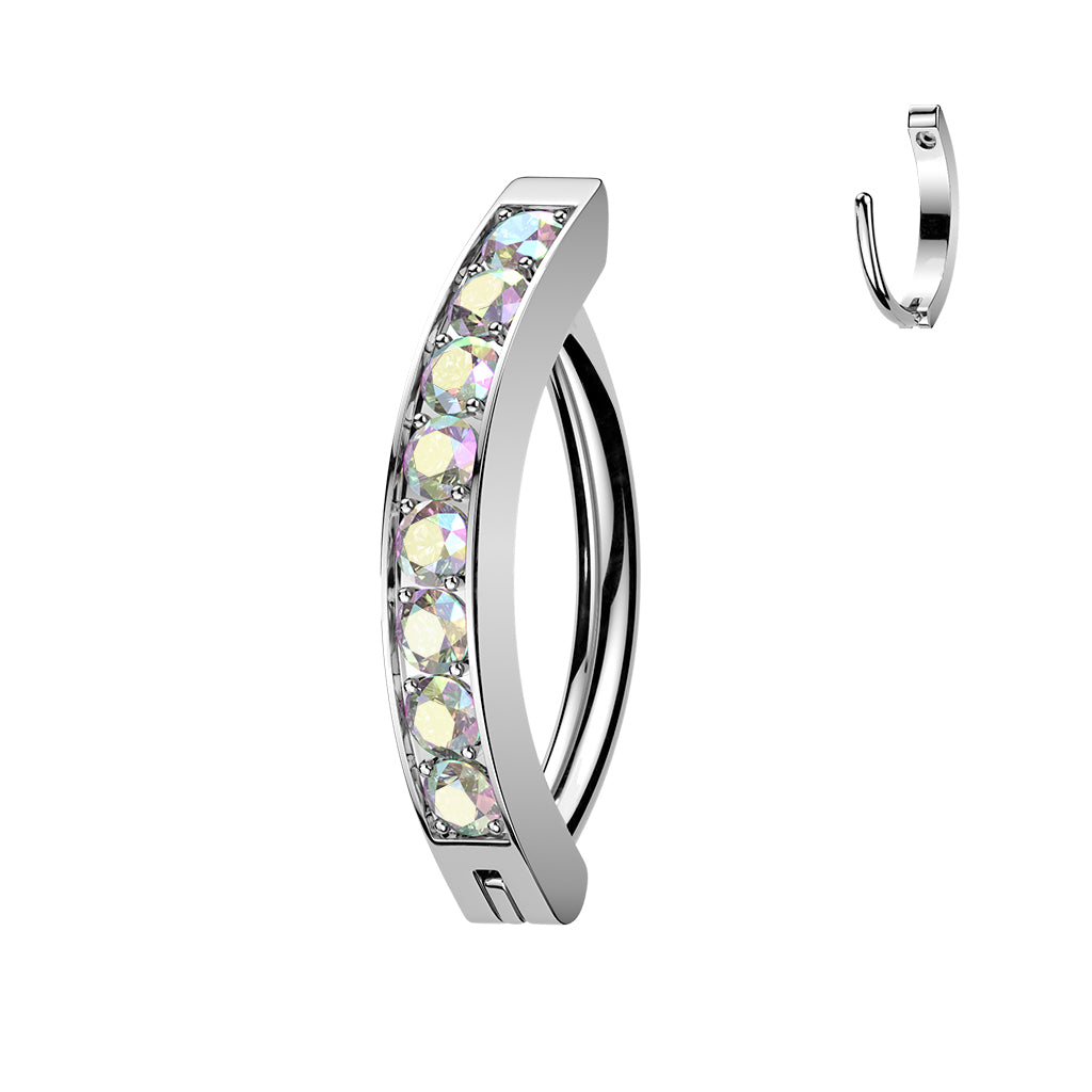 CZ Gem Classic Round Implant Grade Titanium Hinged Hoop Belly Ring