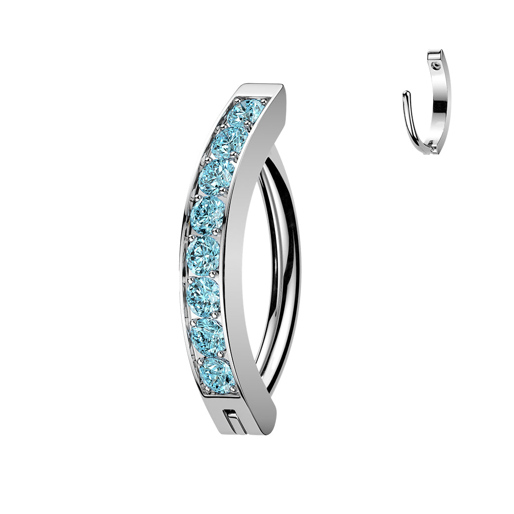 CZ Gem Classic Round Implant Grade Titanium Hinged Hoop Belly Ring