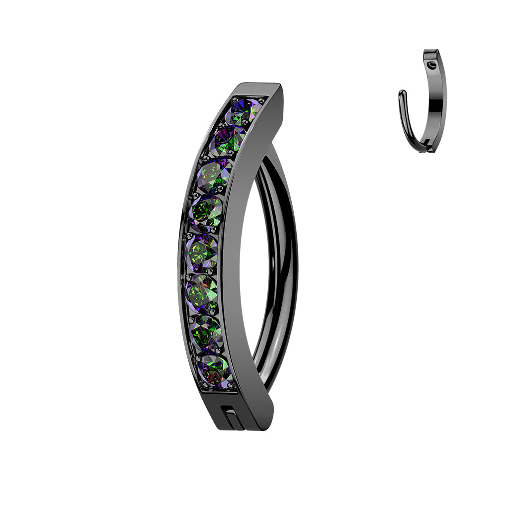 CZ Gem Classic Round Implant Grade Titanium Hinged Hoop Belly Ring